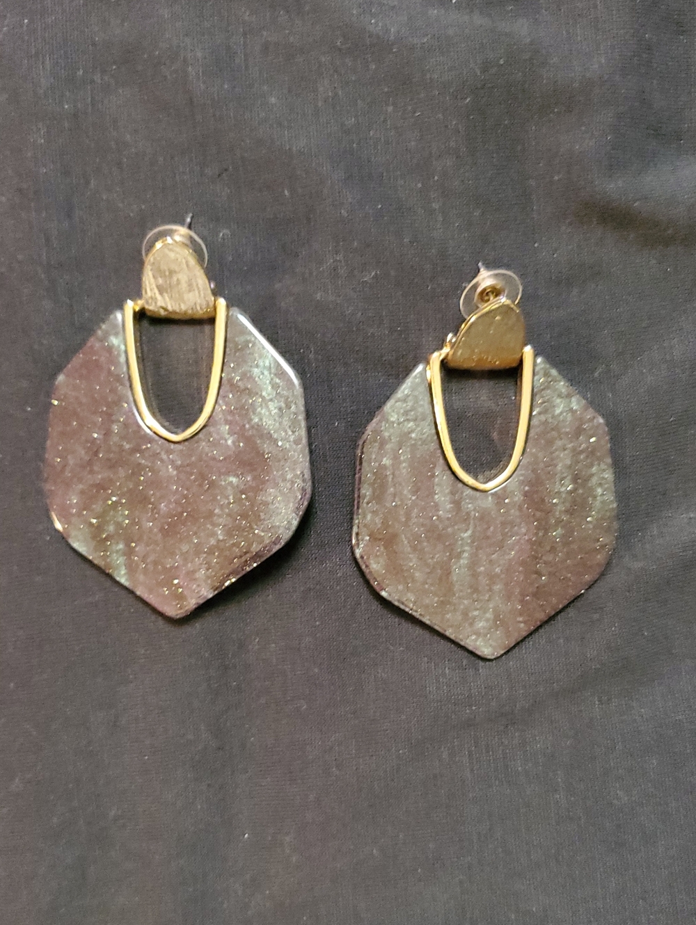 Black Accent Iridescent Dark Teardrop Dangle Earrings - Women Jewelry